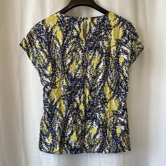 BODEN Women V Neck Ravello Blue and Yellow Blouse Silk Blend Size 8 - Picture 7 of 11